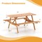Natural Patio Picnic Table Set for 6 with Built-in Benches and Umbrella Hole